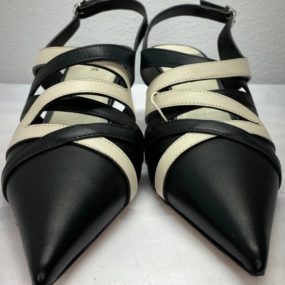 VIC MATIE Women’s Scarpa Eclair Leather Slingback Heels – Black – Size 8.5 - Picture 1 of 7